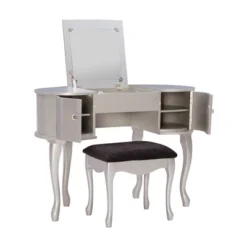 Paloma Vanity Set Silver - Linon -Linon GUEST d30413b2 8f55 4e10 8b1b c266f3d15f33