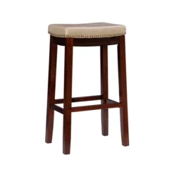 Padded Saddle Seat Barstool Hardwood - Linon -Linon GUEST d4386e76 15ae 431f 8392 4d1db935596d