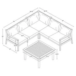 Linon 4pc Melita Acacia Sectional & Coffee Table Beige -Linon GUEST d7cdce4f 4194 4d55 ab8f dbc97848fedd