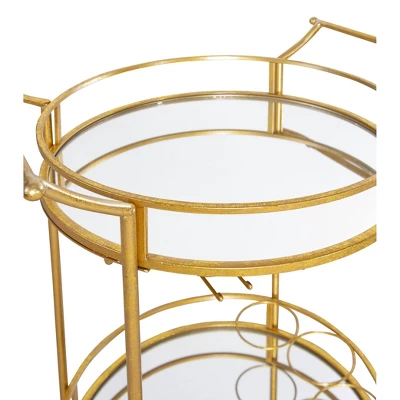 Round Metal Bar Cart Gold - Linon 6 Round Metal Bar Cart Gold - Linon - Image 4