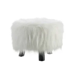 Faux Fur Foot Stool - Linon -Linon GUEST daae2152 a864 4c80 b87d 9984391a1304