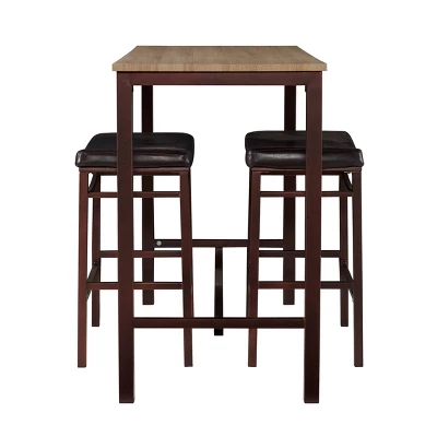 3pc Betty Pub Dining Sets Wood/Brown - Linon 4 3pc Betty Pub Dining Sets Wood/Brown - Linon - Image 2