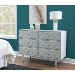 6 Drawer Geo Textured Dresser - Linon 28 6 Drawer Geo Textured Dresser - Linon -Linon GUEST de2578ce ed0d 4802 a8c8 52f05bfbf6b2