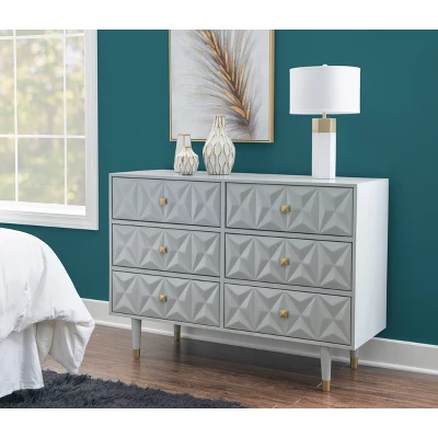 6 Drawer Geo Textured Dresser - Linon 13 6 Drawer Geo Textured Dresser - Linon - Image 11