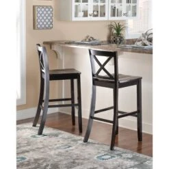 30" Torino X Back Wood Barstool - Black - Linon -Linon GUEST e3fe7dec 64c4 4842 8dad 798d4070476a