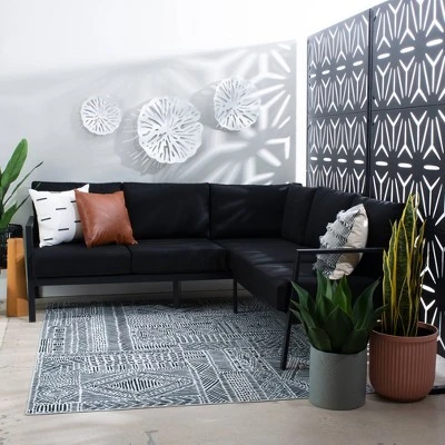 Linon Lark Aluminum Sectional Sofa Black 3 Linon Lark Aluminum Sectional Sofa Black