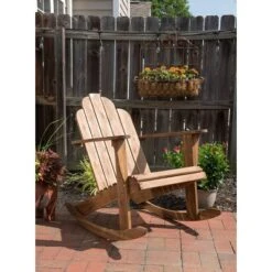 Outdoor Acacia Wood Adirondack Rocker Acorn Finish - Linon -Linon GUEST e9956239 580e 416f 97e6 640bd3138da5