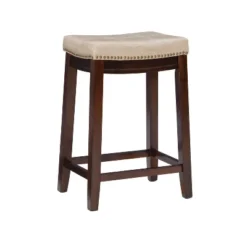 Claridge Leather Saddle Counter Height Barstool - Linon -Linon GUEST eb589f92 7140 4c6b 82a6 5d07c9aff9f8