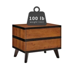 Mid-Century Modern 2 Drawer Nightstand Walnut - Linon -Linon GUEST ef170e18 73dd 4e25 81c0 9d38cd667870