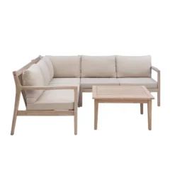 Linon 4pc Melita Acacia Sectional & Coffee Table Beige -Linon GUEST ef748f6d c6d9 4baa 9bdc 77962990b662