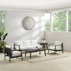 Linon Lark Aluminum Arm Chair White -Linon GUEST f2844bd5 ea8b 47f2 8054 714d1873c439