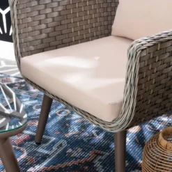 3pc Bertram Outdoor Wicker Conversation Set Gray - Linon -Linon GUEST f620484f 10af 4441 abef 1169a4b3541c