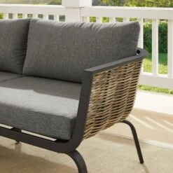 Ashby Loveseat - Gray/Black/Natural - Linon -Linon GUEST f6b9a3e9 32d7 4b08 861b ba623bfb97ed