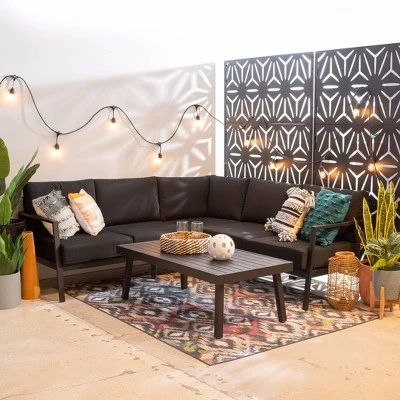 Linon Lark Aluminum Sectional Sofa Black 7 Linon Lark Aluminum Sectional Sofa Black - Image 5